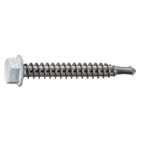 Midwest Fastener Self-Drilling Screw, #12 x 1-1/2 in, Painted Stainless Steel Flange Hex Head External Hex Drive 39592